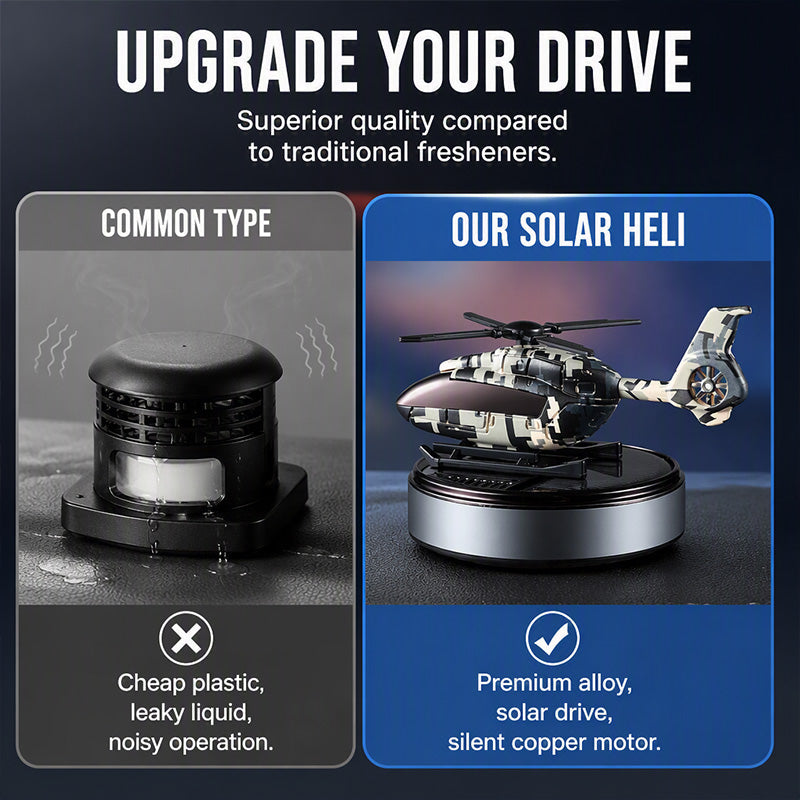 🚁 Solar Rotating Helicopter Car Air Freshener Camo Dashboard Aroma Diffuser
