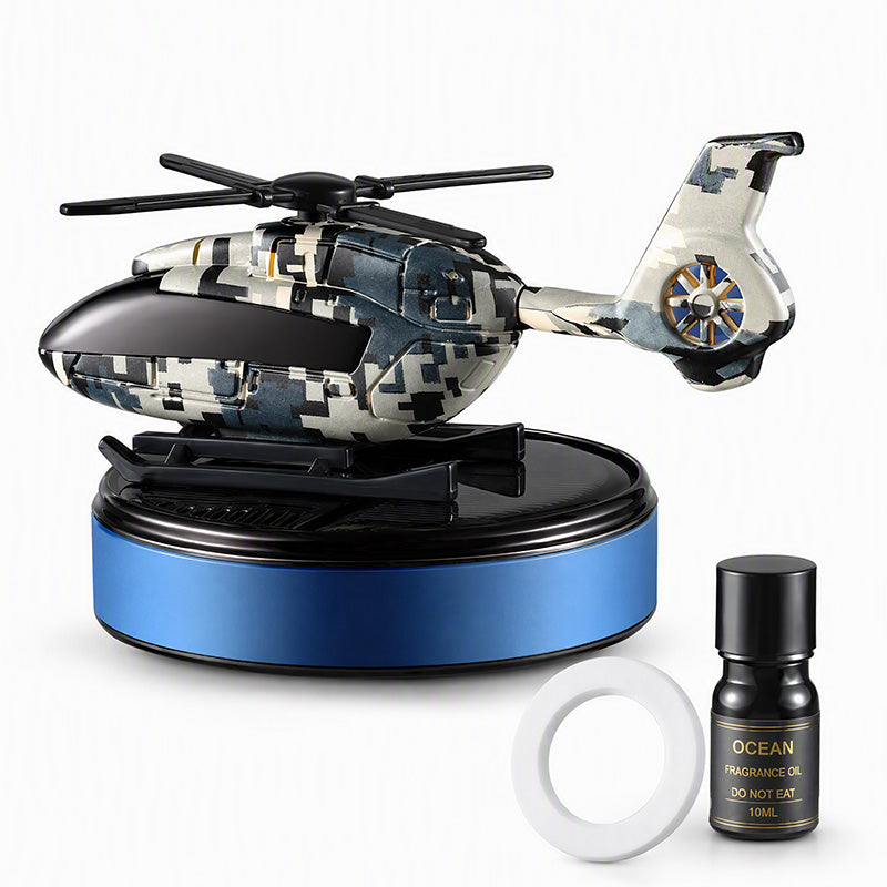 🚁 Solar Rotating Helicopter Car Air Freshener Camo Dashboard Aroma Diffuser