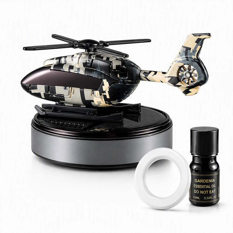 🚁 Solar Rotating Helicopter Car Air Freshener Camo Dashboard Aroma Diffuser