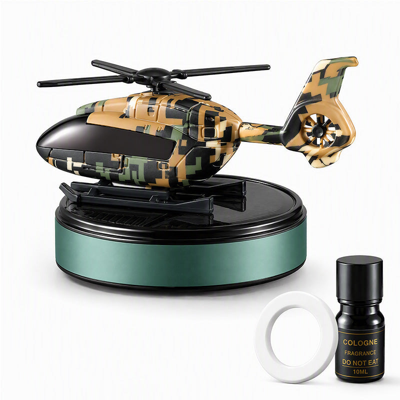 🚁 Solar Rotating Helicopter Car Air Freshener Camo Dashboard Aroma Diffuser